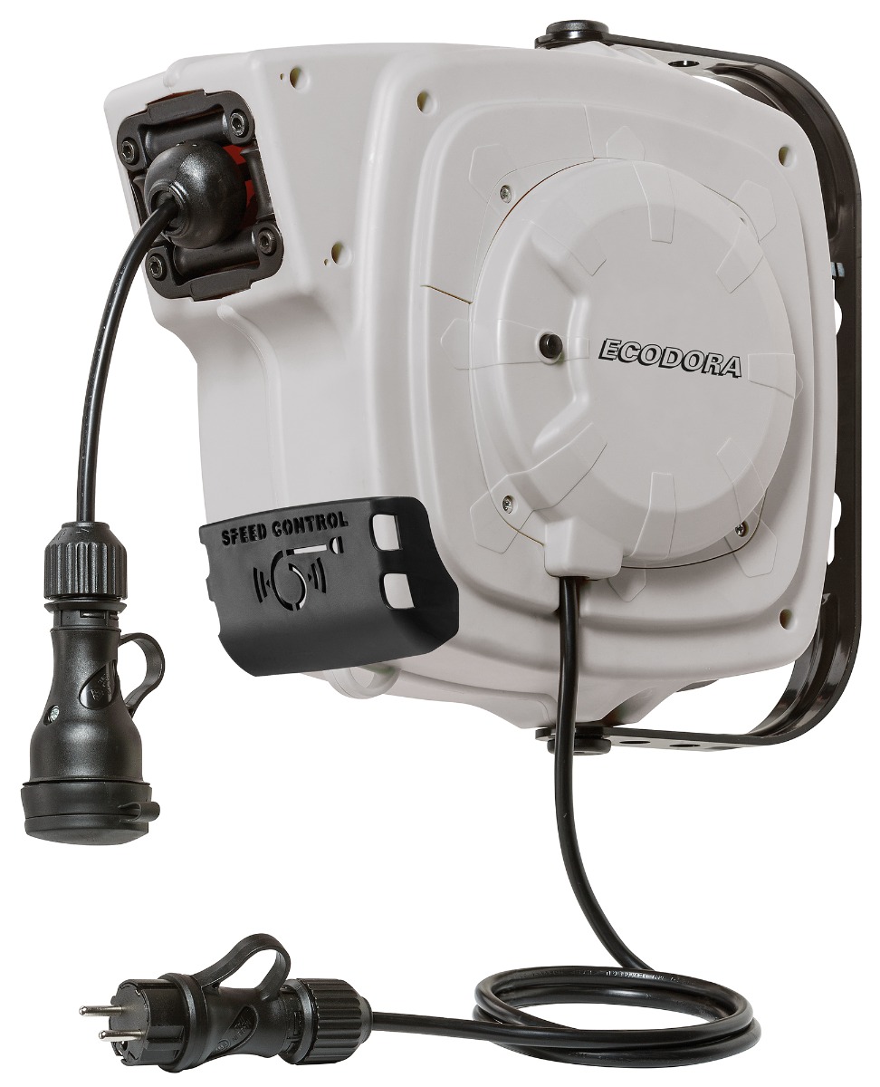 Ecodora 0E2315SF Muurhaspel 14+1M Electrische Kabel 3G X 1.5 H05 Met Speedcontrol (Met Stekker)