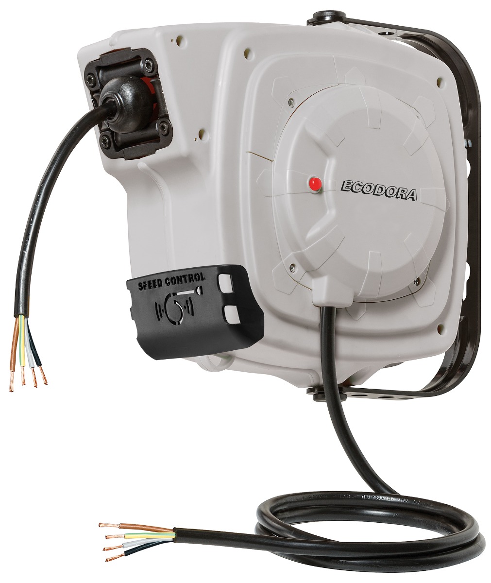 Ecodora 0E5515F Muurhaspel 9+1M Electrische Kabel 3G X 2.5 H05 Met Speedcontrol (Geen Stekker)