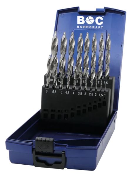 Bohrcraft 12021330019 KG 10 Borenset HSS-G DIN 338 TURBO STEP in ABS-Box