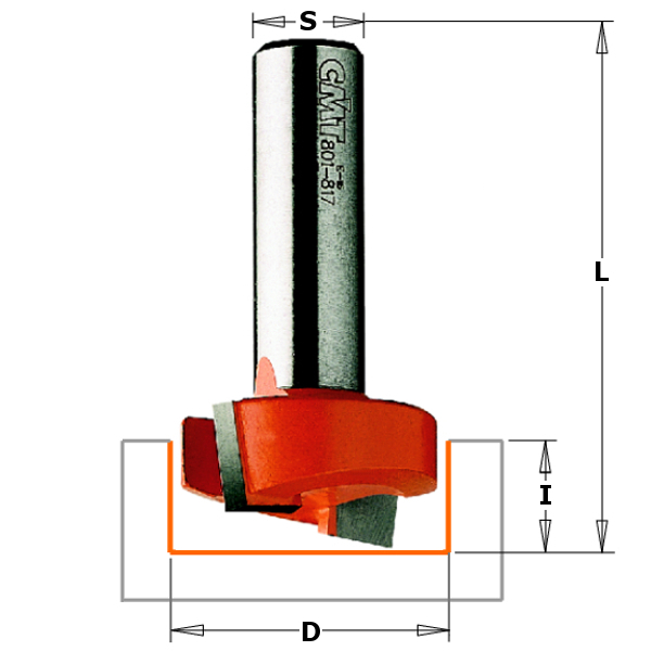 CMT 901.160.11 16 mm Sponning- en kantenfrees met schuine snijkop schacht 8 mm
