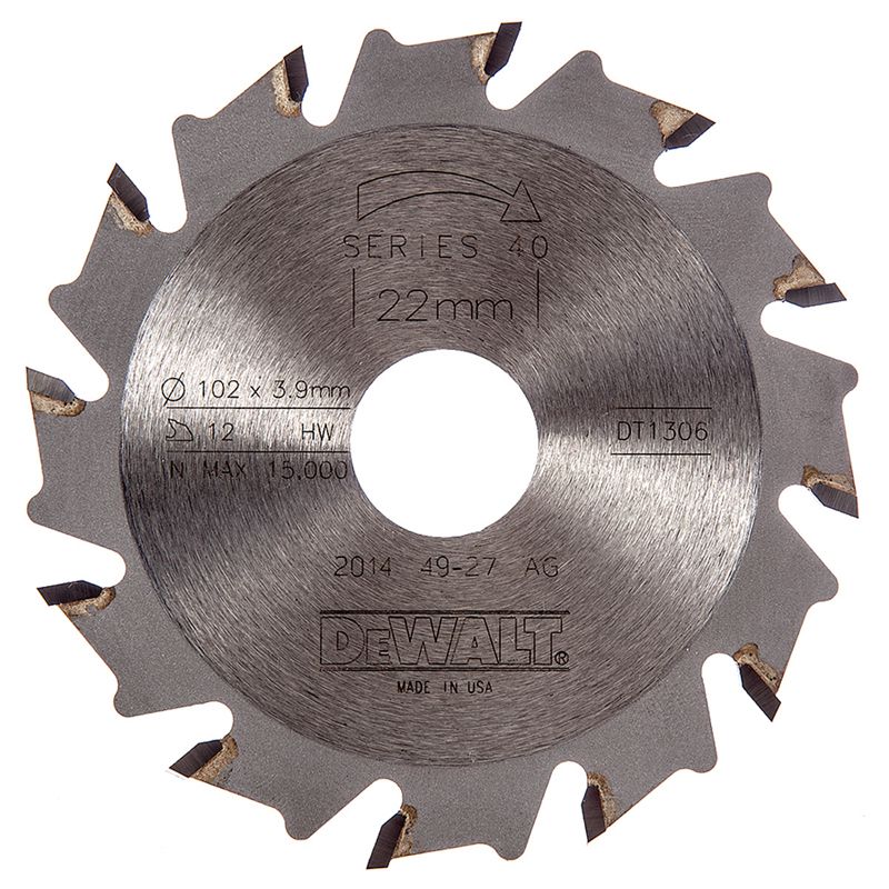 DeWalt Accessoires DT1306-QZ 12-tandig freesblad voor lamellen 102 x 3.9 x 22 mm