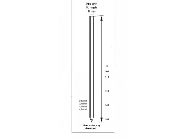 Paslode Bevestiging 140547 Roundrive Stripspijker 3,8 x 130 Glad Blank 1120 stuks