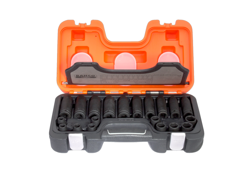 Bahco D-DD/S20 Slagdopsleutelset 1/2" Metrisch kort en lang model, 20-delig