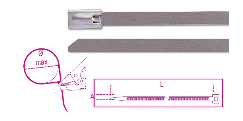 Beta BMS8479 Zelfborgende roestvaststalen kabelbinder 7.9 A mm