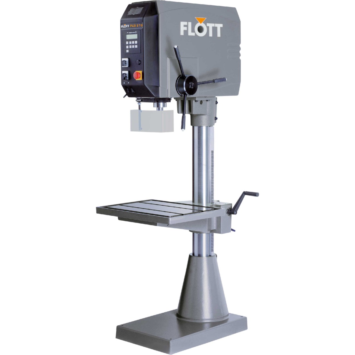 Flott 205227 SB P40 STG PV electronic - universele boormachine met voeding, digitale voeding, diepte- en toerentalweergave, traploze aandrijving, diepteaanslag met fijnafstelling inclusief aansluitkabel