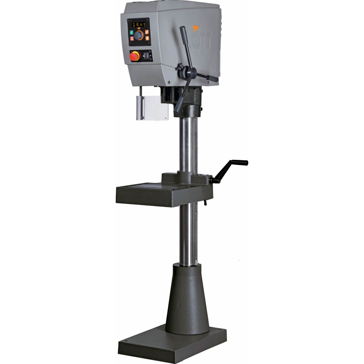 Flott 220115 SB 20 FB Plus kolomboormachine voor vloeivormen met draadsnijinrichting, tussentafel, LED-verlichting en digitaal OLED-display
