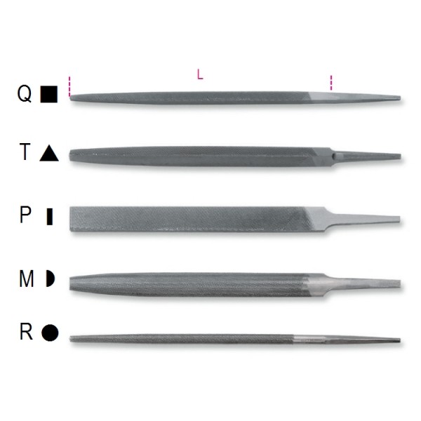 Beta 017180045 1718A10/P Platte halfzoete vijl, zonder handgreep 250 mm