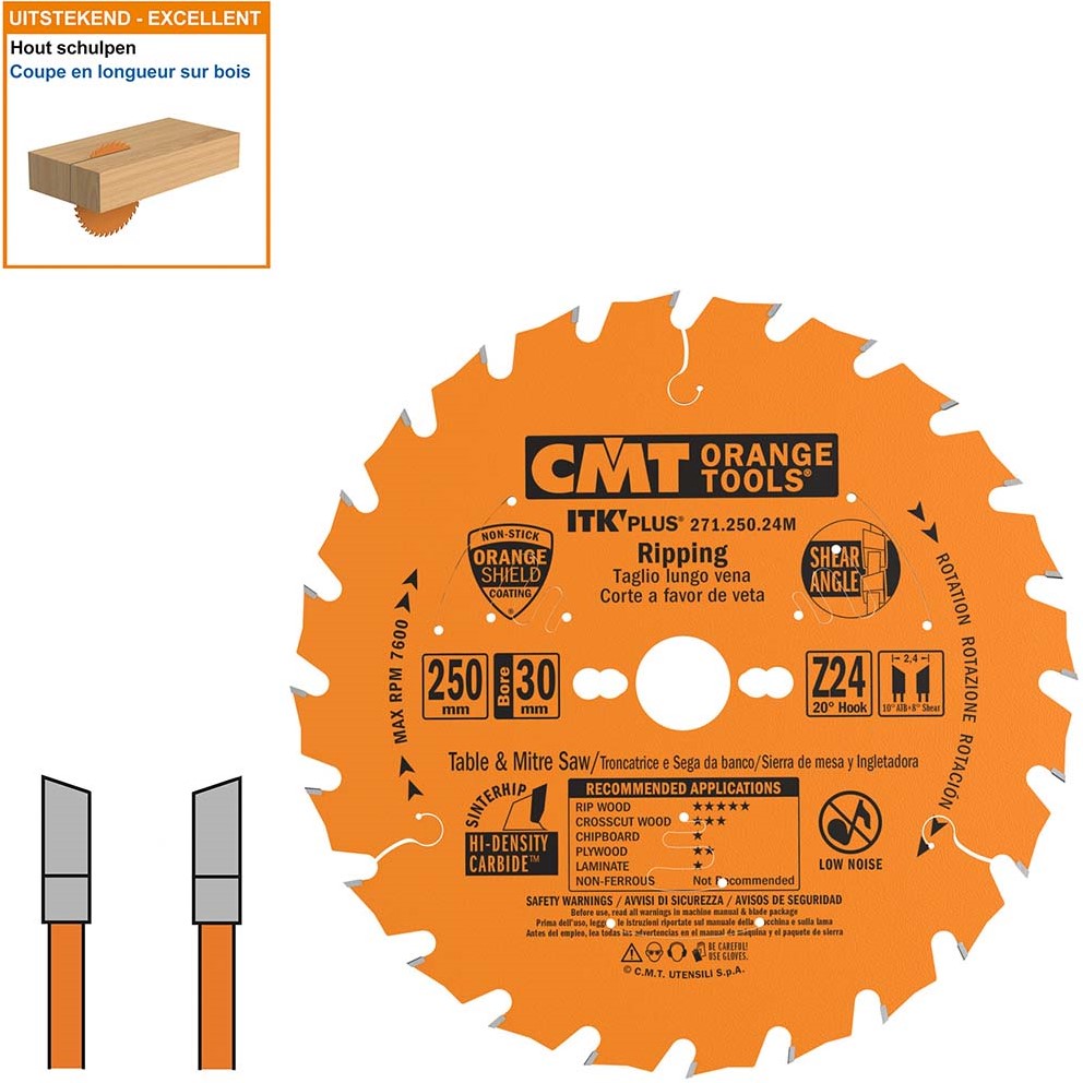 CMT 271.250.24M Ultra dun Schulpzaagblad met zaagbegrenzer 250 x 30 x 24T