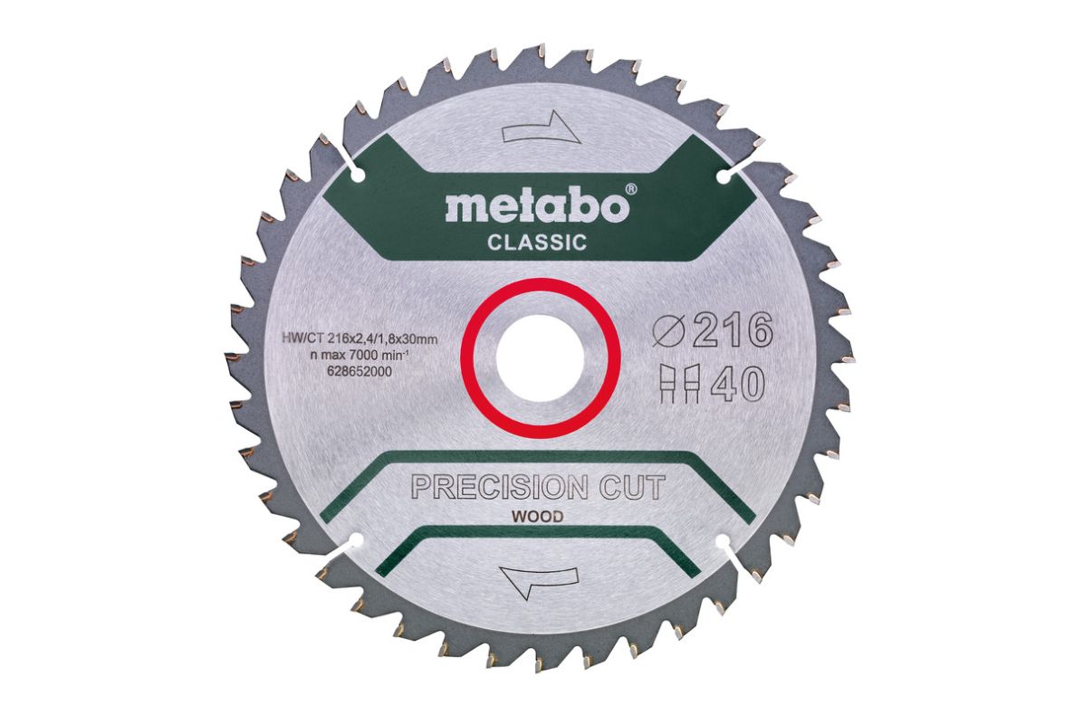 Metabo Accessoires 628652000 Cirkelzaagblad Precision Cut Classic 216x30 40WZ 5°neg /B
