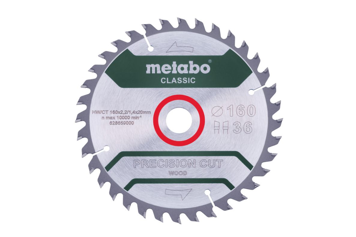Metabo Accessoires 628659000 Cirkelzaagblad Precision Wood Classic 160x20 36WZ 10° /B