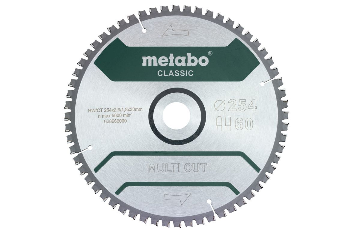 Metabo Accessoires 628285000 Cirkelzaagblad Multi Cut Classic 254x30 60 FZ/TZ 5°neg