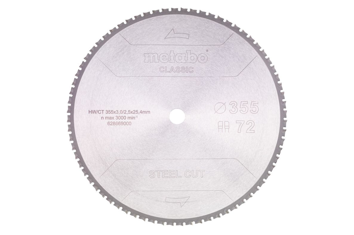 Metabo Accessoires 628669000 Cirkelzaagblad Steel Cut Classic 355x25,4 72 FZFA/FZFA 4°