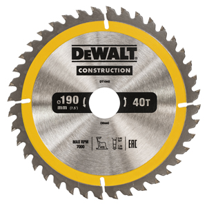 DeWalt Accessoires DT1945-QZ Cirkelzaagblad 190 x 30 mm 40T ATB 10°
