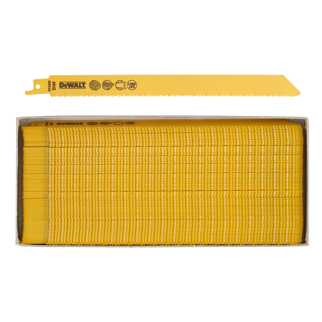 DeWalt Accessoires DT2400-QZ BI-Metaal 222.5 x 2.5 mm Reciprozaagbladen 100 Stuks