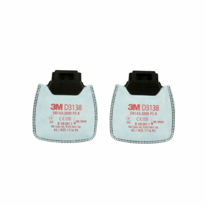 3M 1.21.17.313.80 D3138 3M™ Secure Click™ Deeltjesfilter organische dampen/zure gassen en ozon tot 10x OEL, P3 R 40 paar
