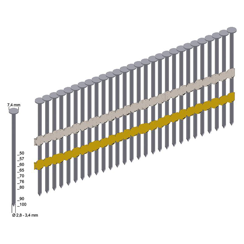 Max GSN21015 Stripnagel 21º Glad gegalvaniseerd- 90 mm