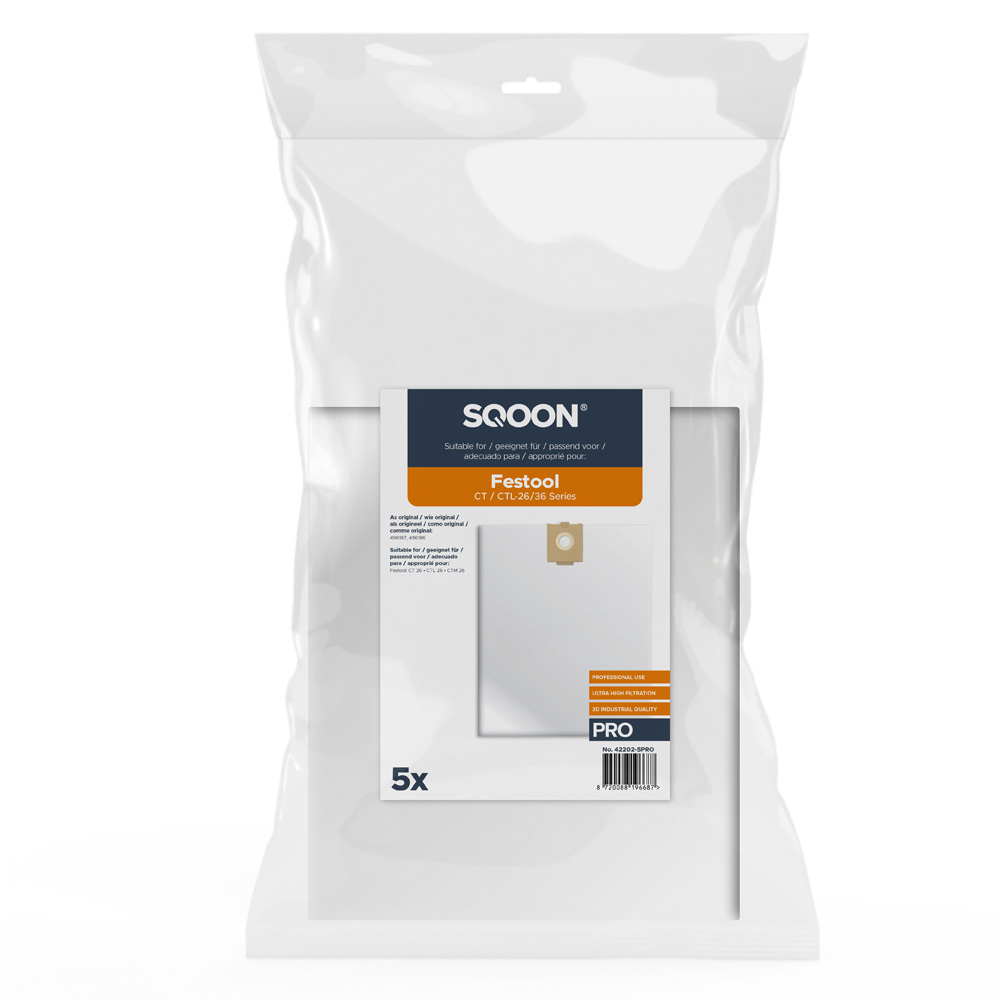 SQOON 42202-5PRO Stofzak Festool CTL-26/36 HF PRO 5 stuks