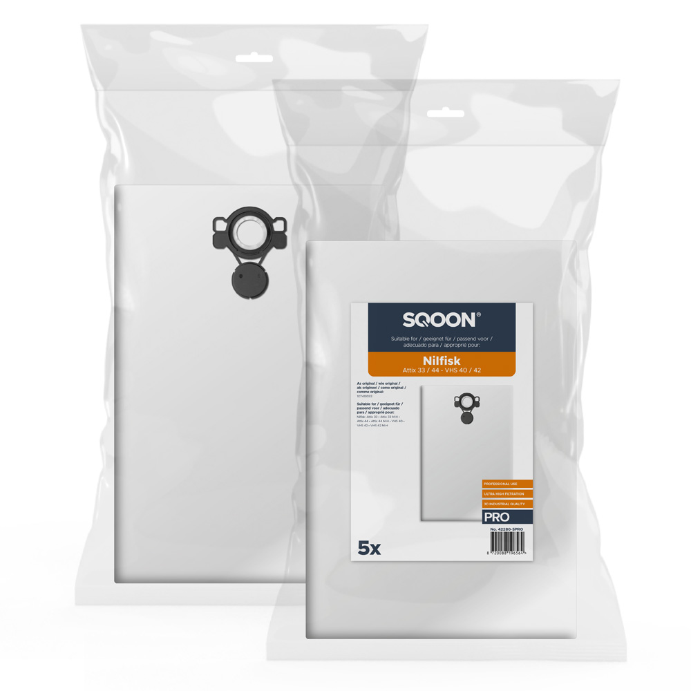 SQOON 42280-5PRO Stofzak Nilfisk Attix 33 / 44 - VHS 40 / 42 PRO 5 stuks