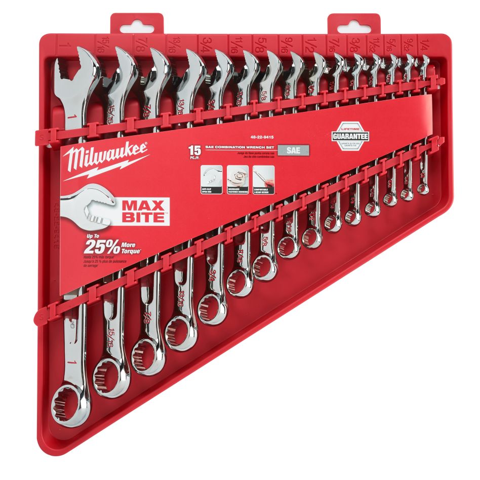 Milwaukee Accessoires 4932464996 MAX BITE™ 15pc Imperial Ratel - Steeksleutel set
