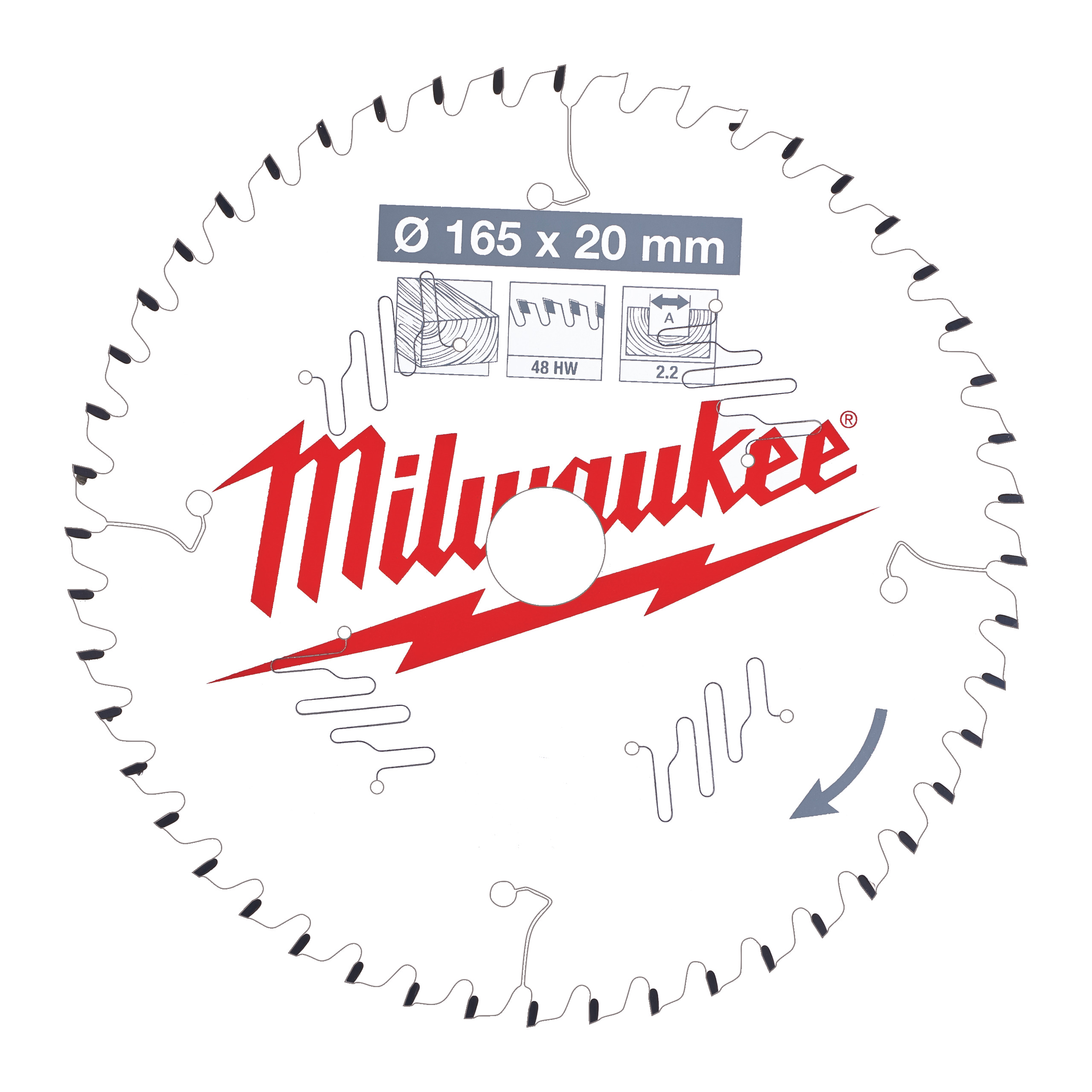 Milwaukee Accessoires 4932471295 Cirkelzaagblad P W 165x20x2,2x48ATB