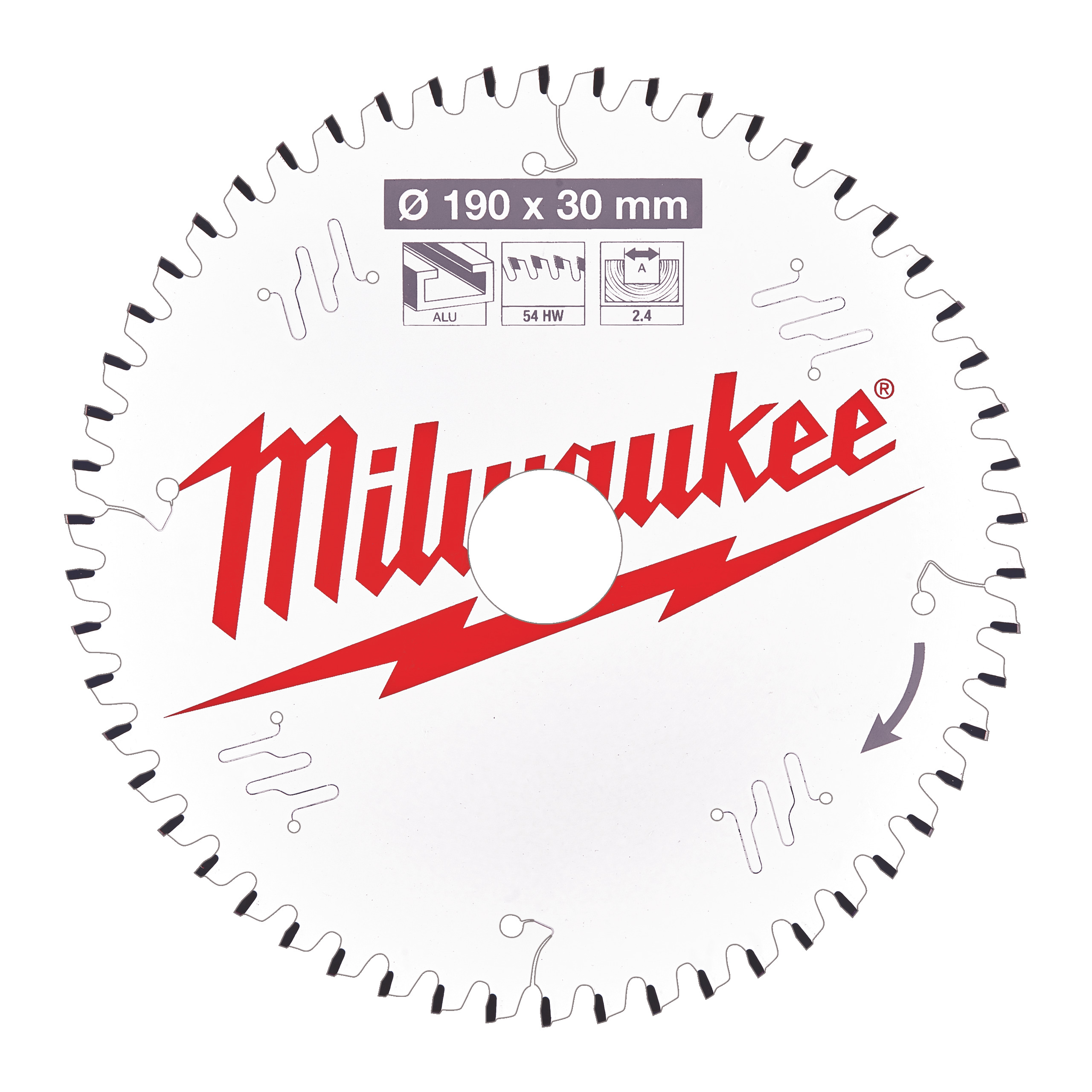 Milwaukee Accessoires 4932471303 Cirkelzaagblad P Alu190x30x2,4x54TF neg.