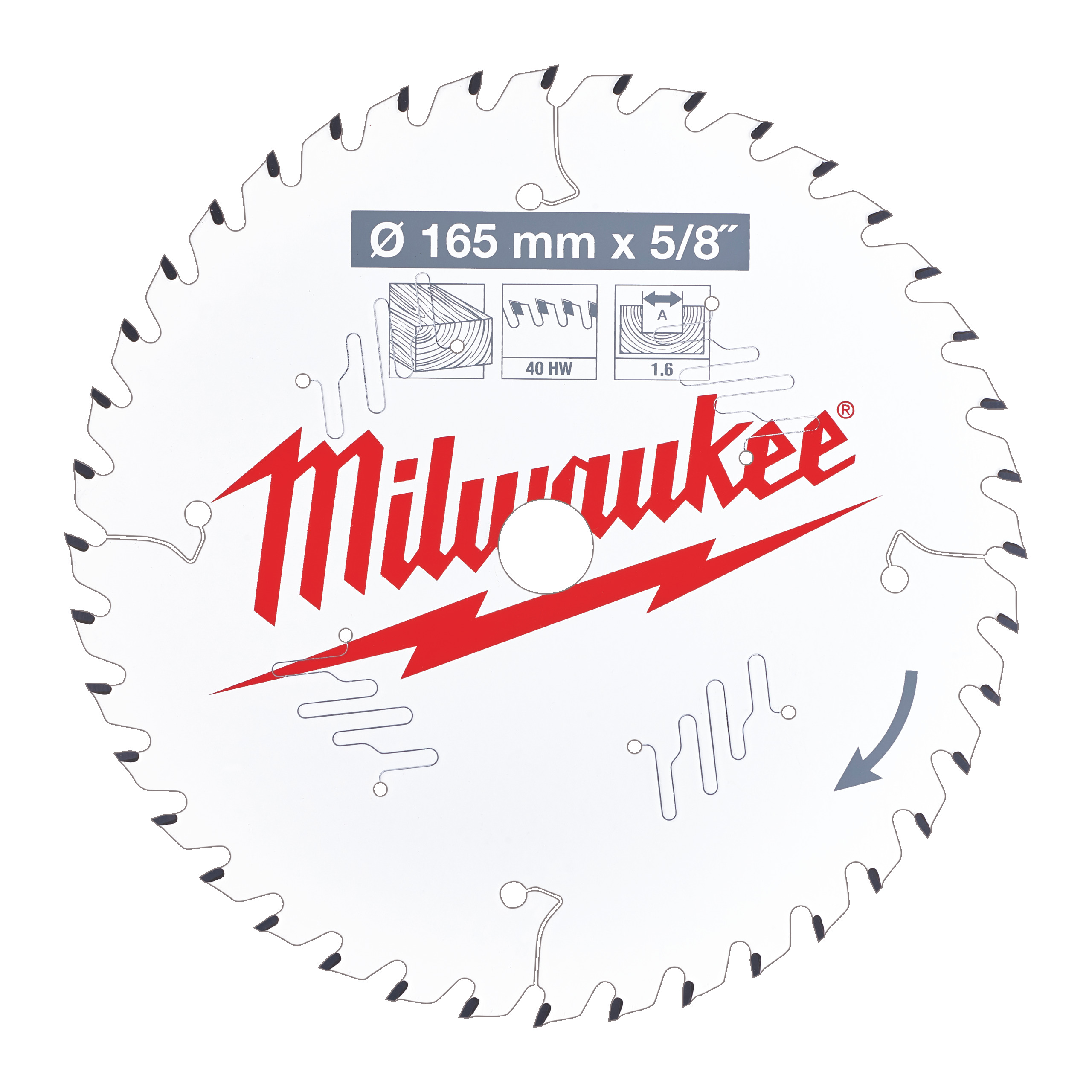 Milwaukee Accessoires 4932471312 Cirkelzaagblad P W 165x15.87x1.6x40ATB
