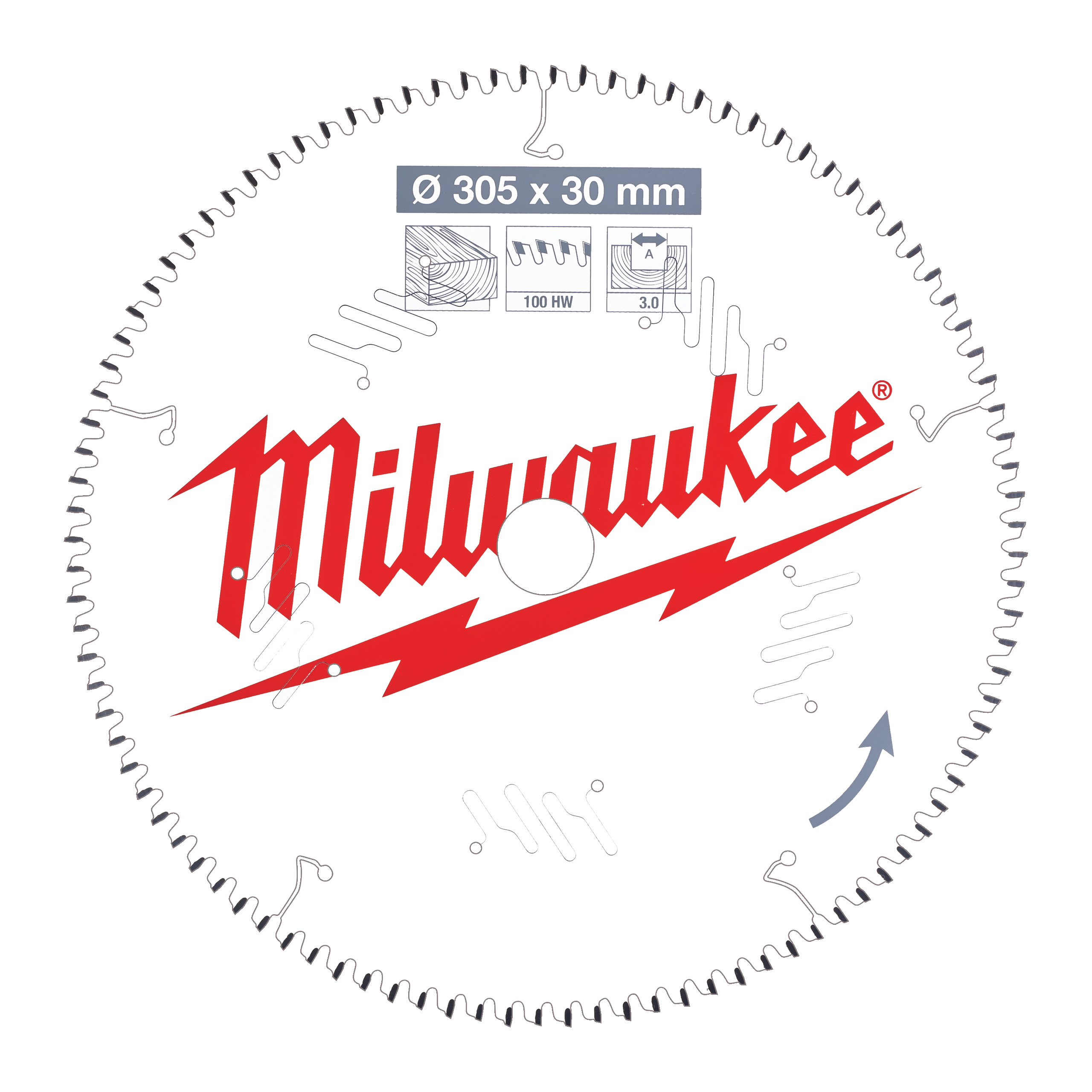 Milwaukee Accessoires 4932471322 Cirkelzaagblad MS W 305x30x3,0x100ATB neg.