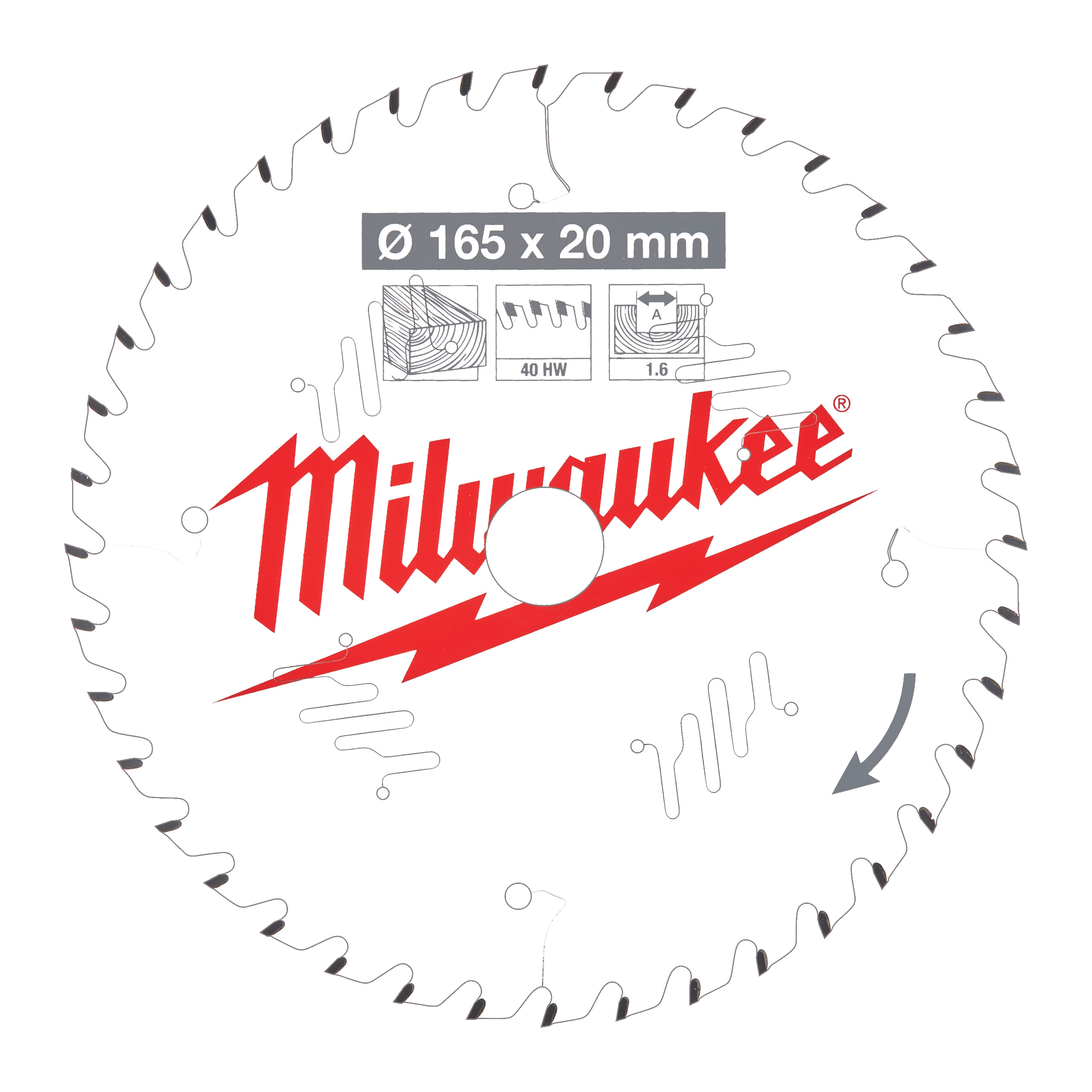 Milwaukee Accessoires 4932471932 Cirkelzaagblad P W 165x20x1.6x40ATB