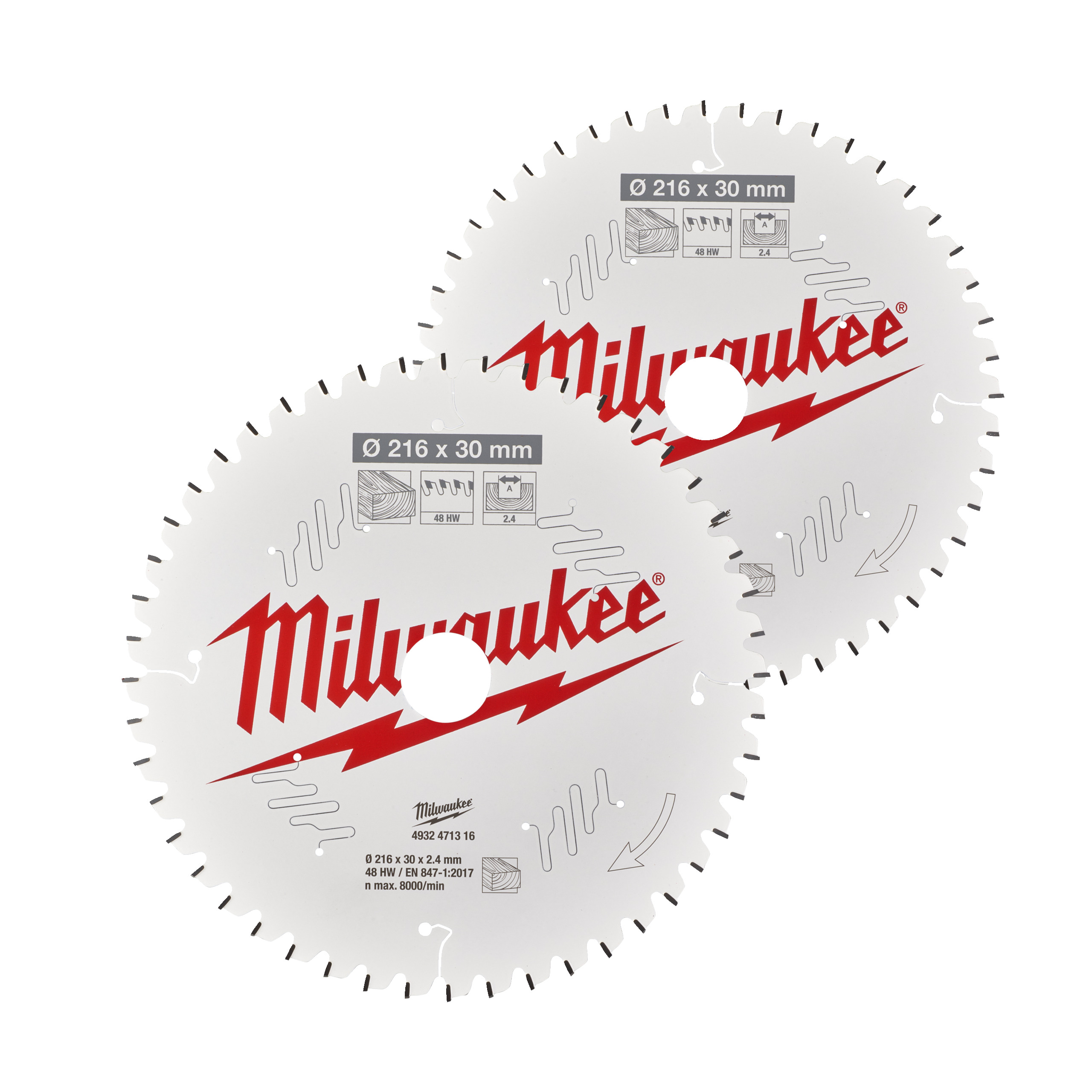 Milwaukee Accessoires 4932479575 Cirkelzaagbladen CSB 216 x 30 mm Twin Pack (2-delig)
