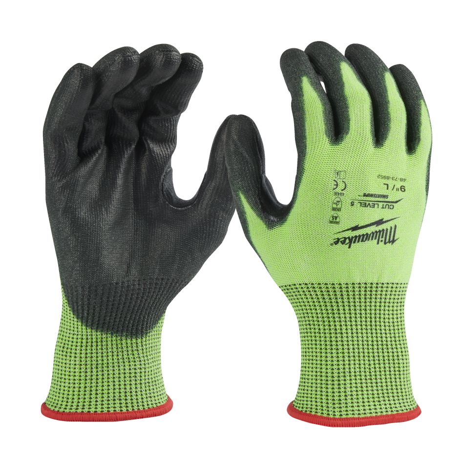 Milwaukee Accessoires 4932479933 Hi-vis werkhandschoenen snijklasse 5/E - 9/L - 1 paar