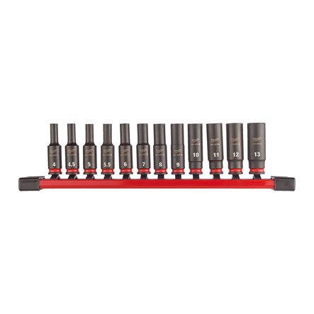 Milwaukee Accessoires 4932480453 1/4" SHOCKWAVE™ IMPACT DUTY Dopsleutelset lang op rail 12 deligeep set 4 mm - 13 mm