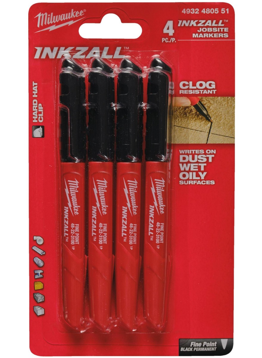 Milwaukee Accessoires 4932480551 Inkzall Markers Black - 4pc