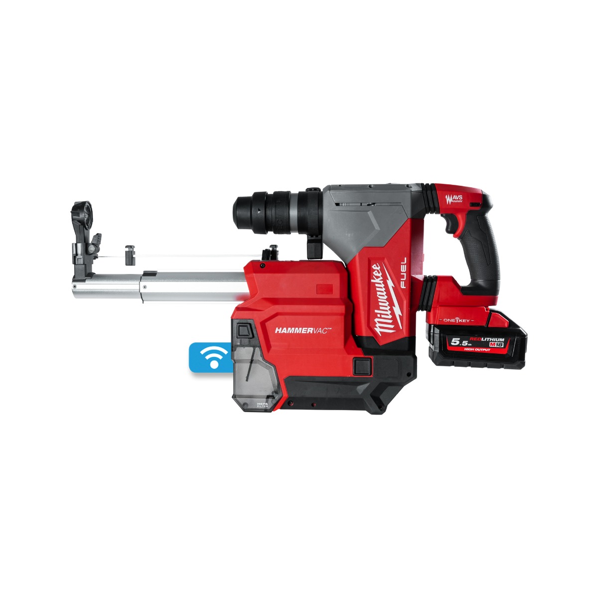 Milwaukee 4933478506 M18 OneFHXDEL-552C M18 Fixtec SDS-Plus Accucombihamer 18V 5,5Ah Li-Ion met stofafzuiging