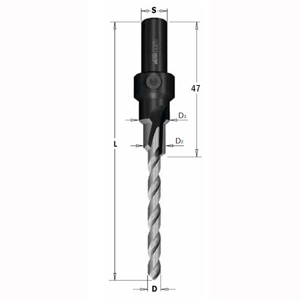 CMT 515.042.31 Trappenboor met verzinker voor schroefverbinding 4,2mm, schacht 9mm