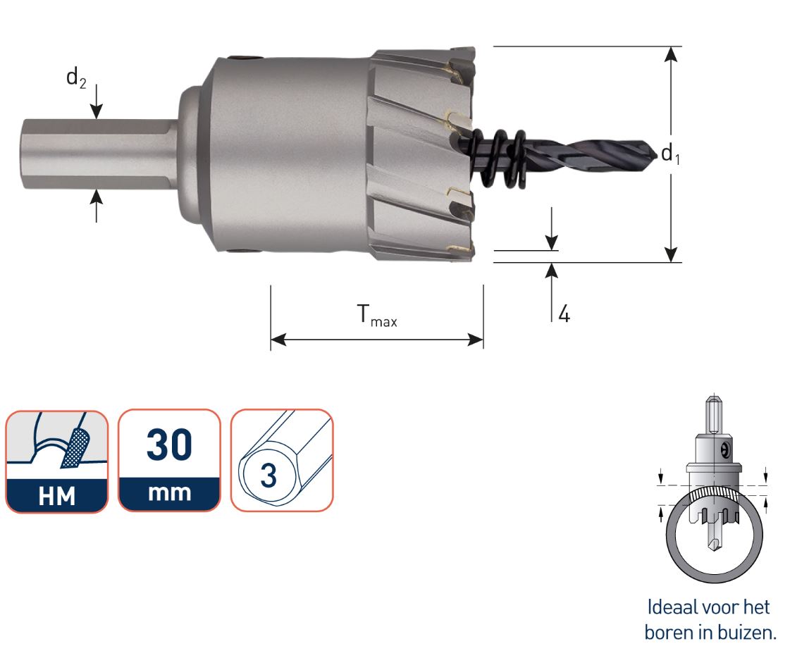 Rotec 535.0500 Gatfrees 50 mm schacht 13 mm