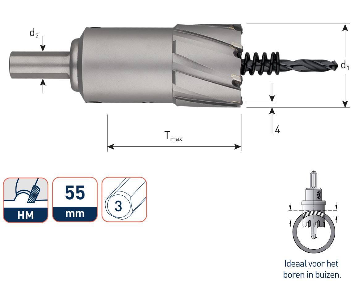 Rotec 535.0851 Gatfrees 85 mm schacht 13 mm