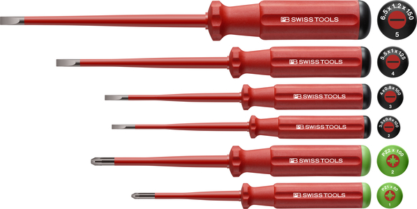 PB Swiss Tools PB5543.SL CBB 5543.SL CBB Classic VDE Slim Schroevendraaierset Pozidrive/Sleuf