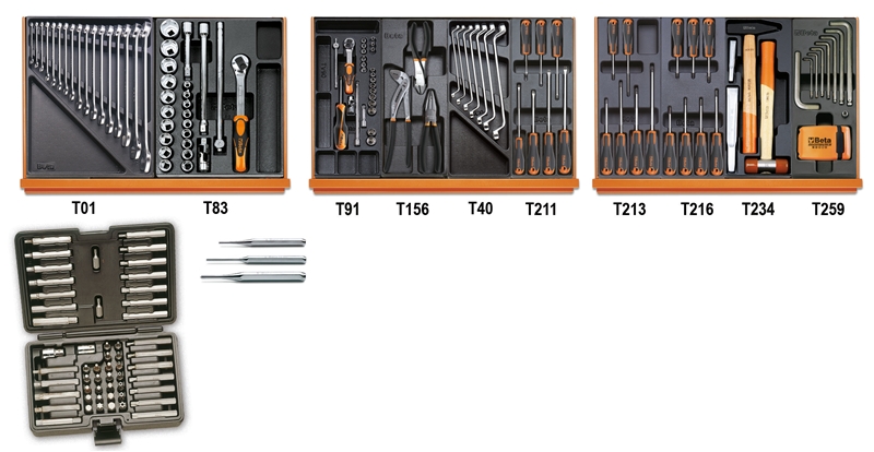 Beta 059241100 Gereedschapset 197-Delig in ABS voorgevormde inlegbakken