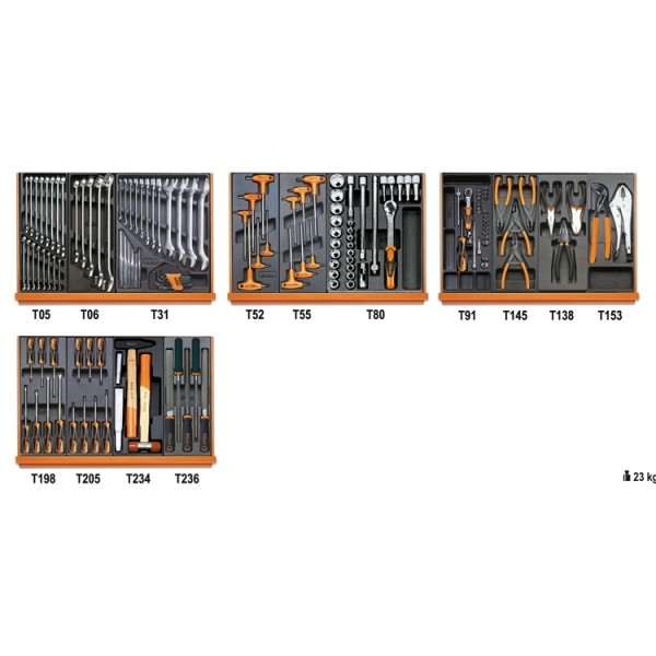 Beta 059041203 Gereedschapset 146-Delig in voorgevormde ABS inlegbakken