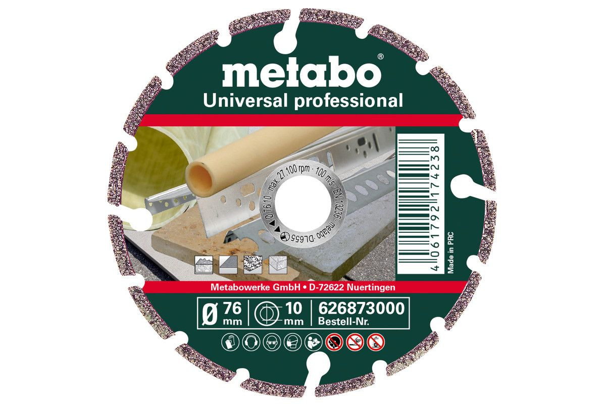 Metabo Accessoires 626873000 Diamant-doorslijpschijf professional, UP 76 x 1,2/2,2 x 10 mm