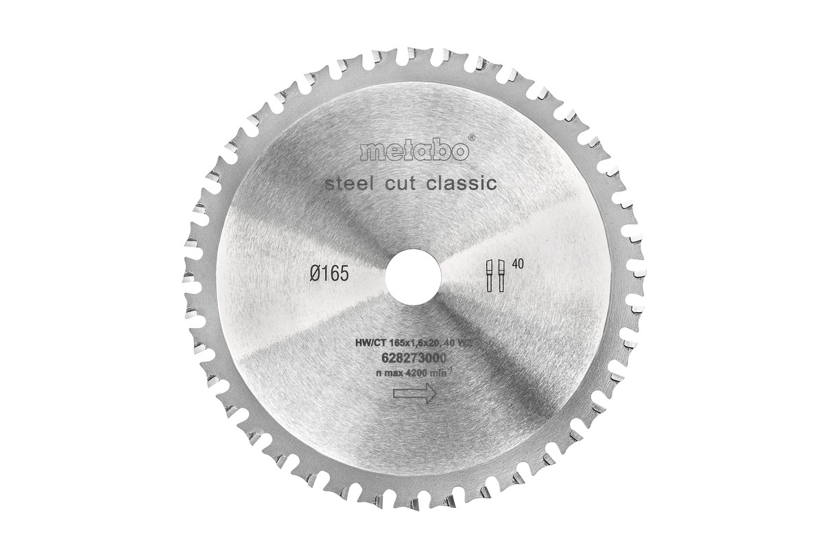 Metabo Accessoires 628273000 STEELCUTCLASSIC 165X20 Z40 FZFA/FZFA 4° cirkelzaagblad voor metaal