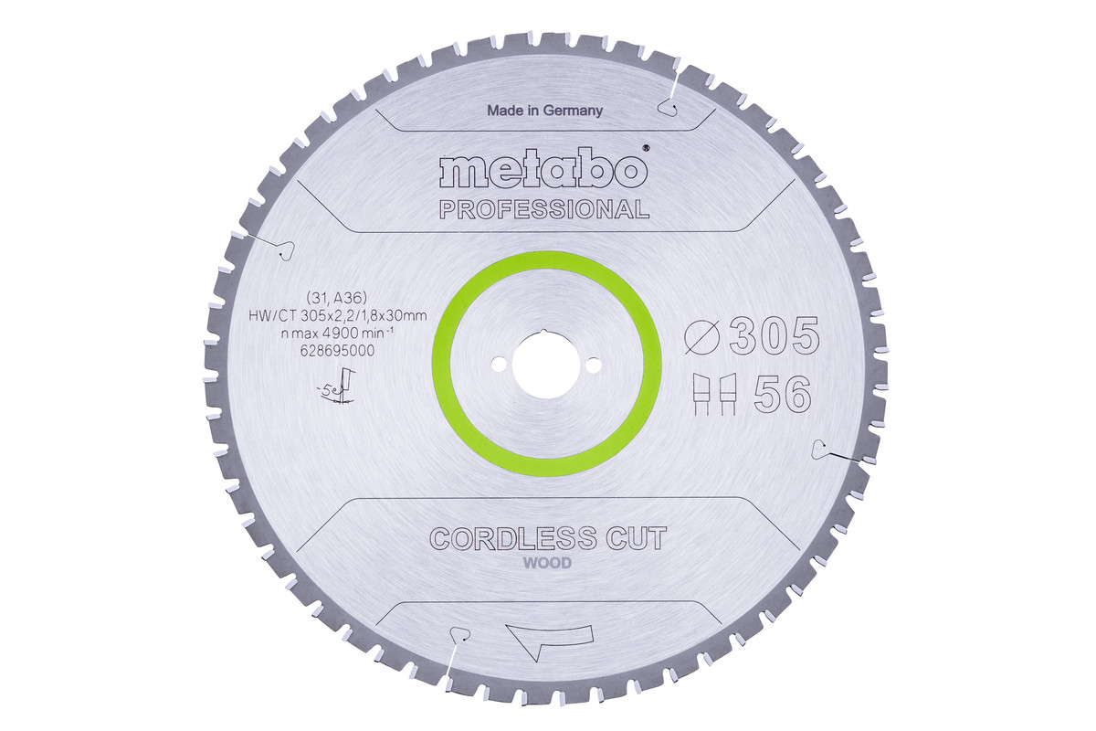 Metabo Accessoires 628695000 Cirkelzaagblad "CORDLESS CUT WOOD - PROFESSIONAL", 305X30 Z56 WZ 5°NEG