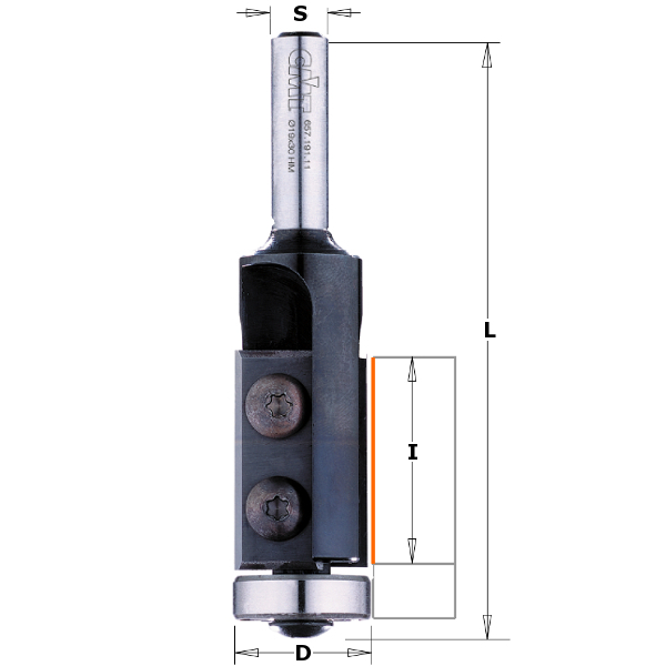 GRN Tools 657.161.11 Rechte frees met wisselbare messen Z2 + kops lager 16 x 67 mm schacht 8 mm