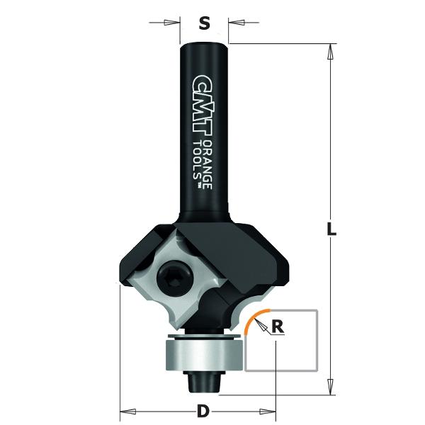 CMT 661.030.41 Radiusfrees R3 met wisselbare messen + kops lager 27 x 57,5 mm schacht 8 mm
