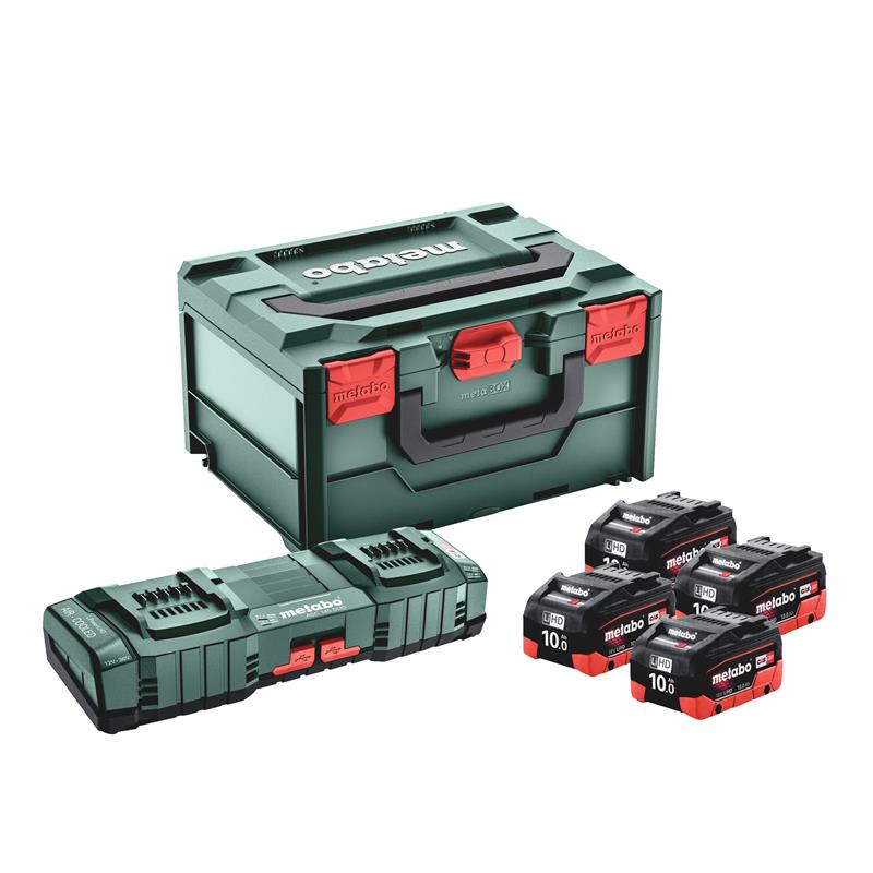 Metabo Accessoires 685143000 Accu Pakket 4 x 18V LiHD 10.0Ah + Lader ASC 145 DUO in MetaBox