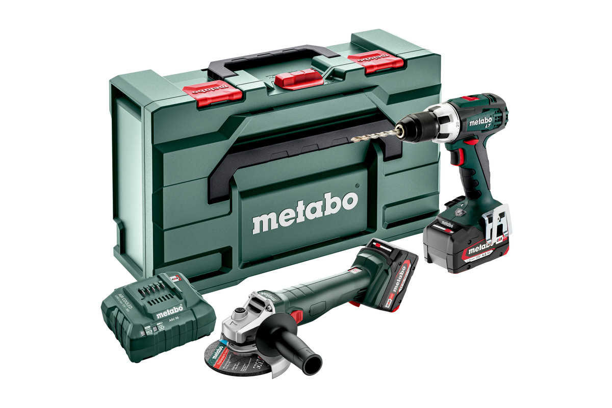 Metabo 685206510 Combo Set 2.4.1 18V 4,0Ah Li-Ion BS18LT Boormachine + W18 L 9-125 Haakse Slijper 685206510