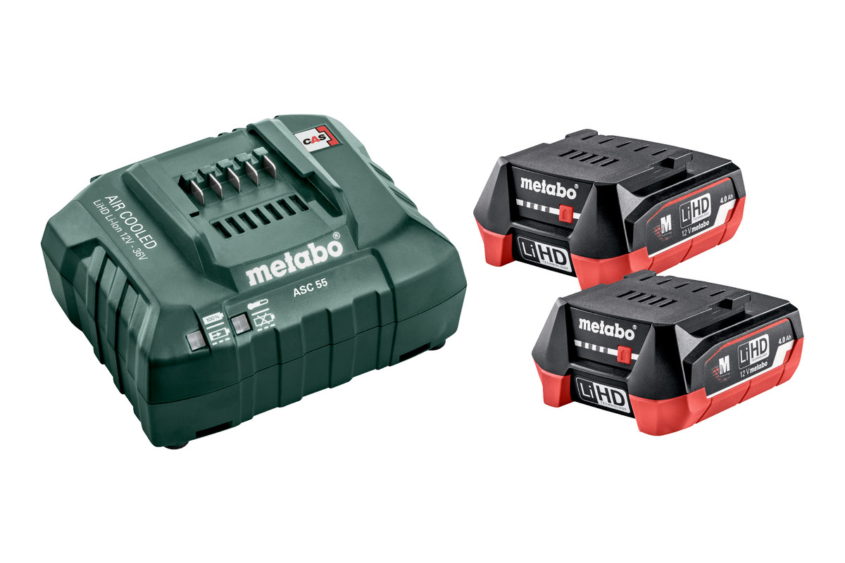 Metabo Accessoires 685301000 Basis-Set - 2 x Accu 12V 4,0Ah Li-Ion Li-Power + lader ASC55