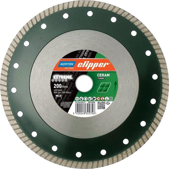 Norton Clipper 70184625427 Extreme Ceramic Turbo Diamant zaagblad 200 x 25,4 mm