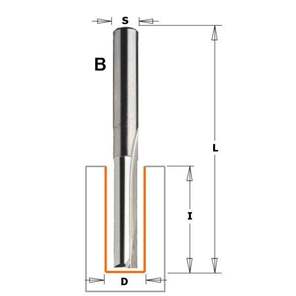 CMT 712.060.11 Groeffrees met rechte snijkop 6mm, schacht 6 mm