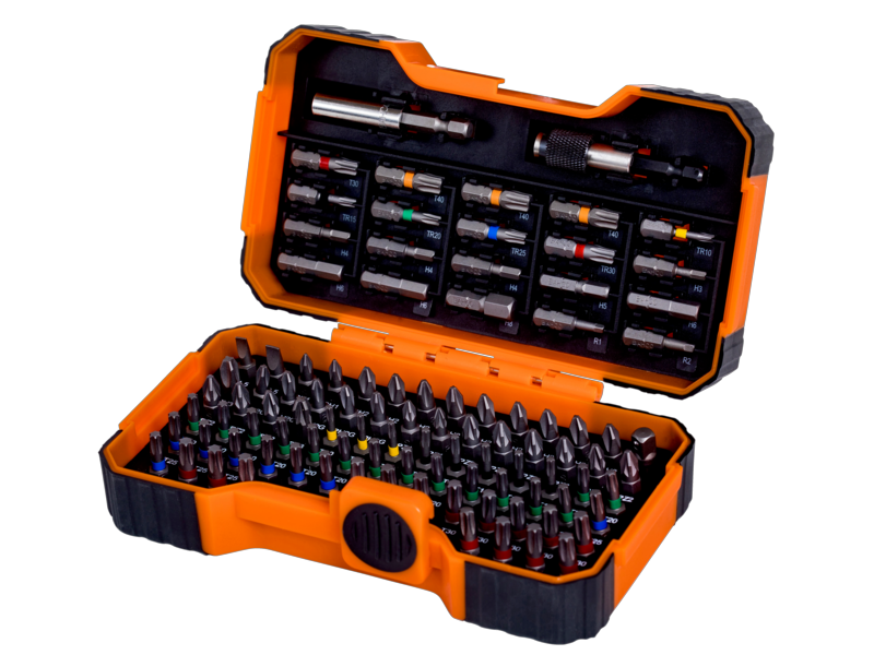 Bahco 59/S100BC-IP Bitset, 100-delig voor gleuf-, Phillips®, Pozidriv®, Hexagon, Robertson en Torx